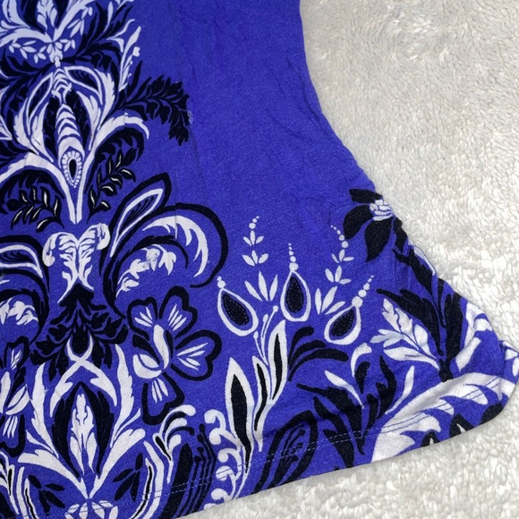 Apt. 9 Purple and Black Floral Graphic Short Sleeve Crew Neck Tee - Picture 3 of 6